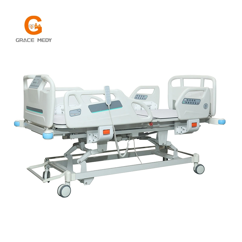 Hospital Furniture 2 3 Crank Five Functions ICU Adjustable Manual Electric Nursing Hospital Bed