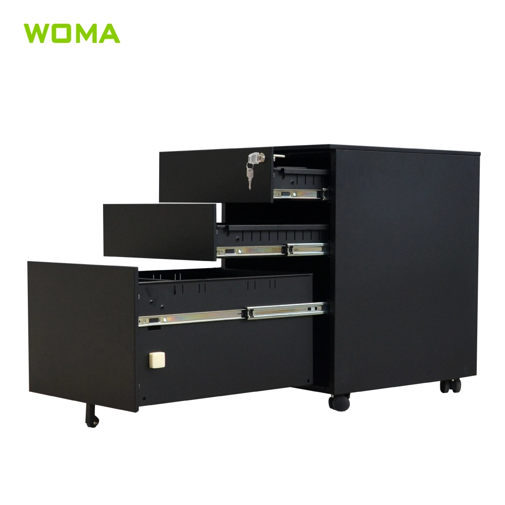 Black Pedestal File Cabinet for Hospital /Office /School