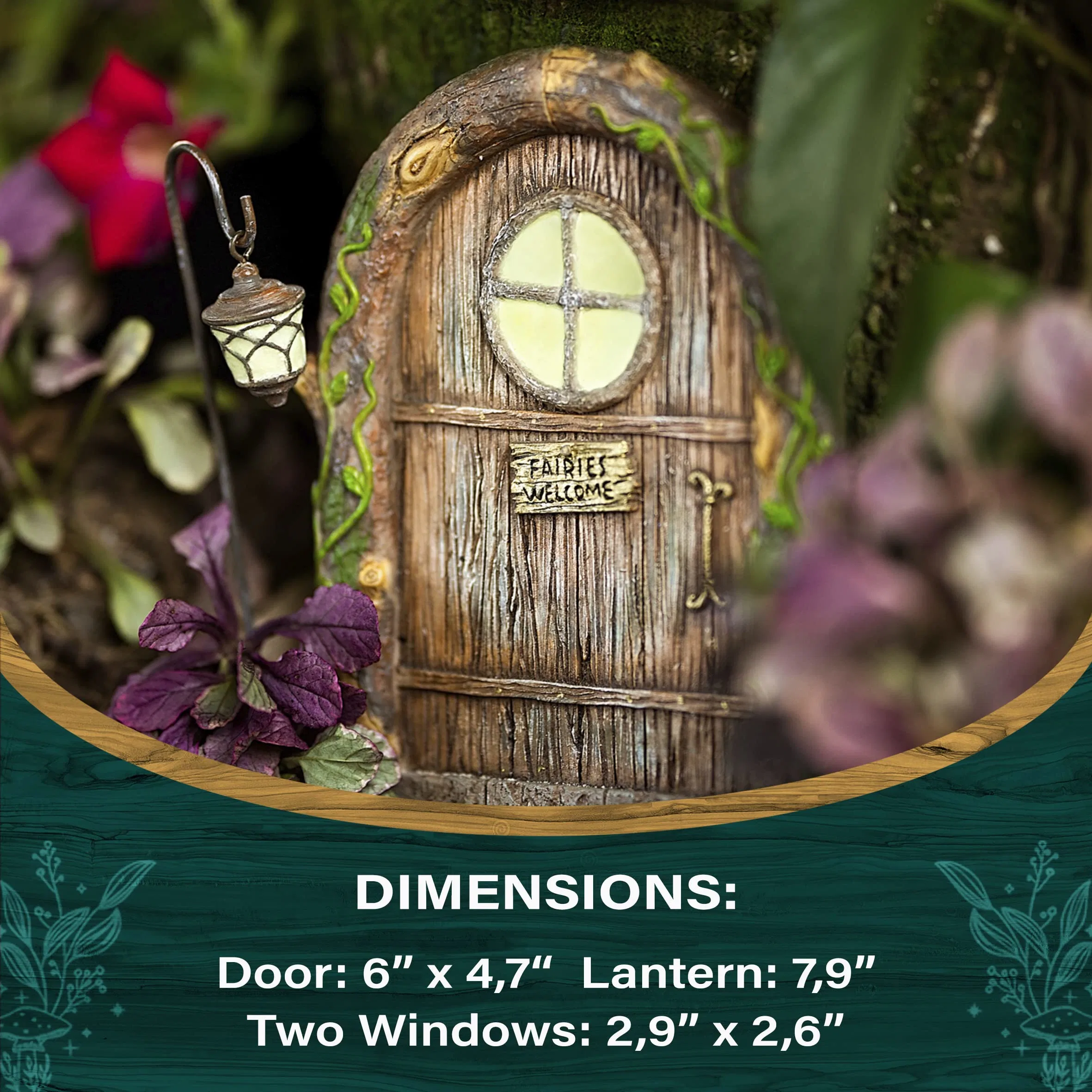 Fairy Garden Door Windows Miniature Accessories Bonus Lantern Garden Outdoor Decor