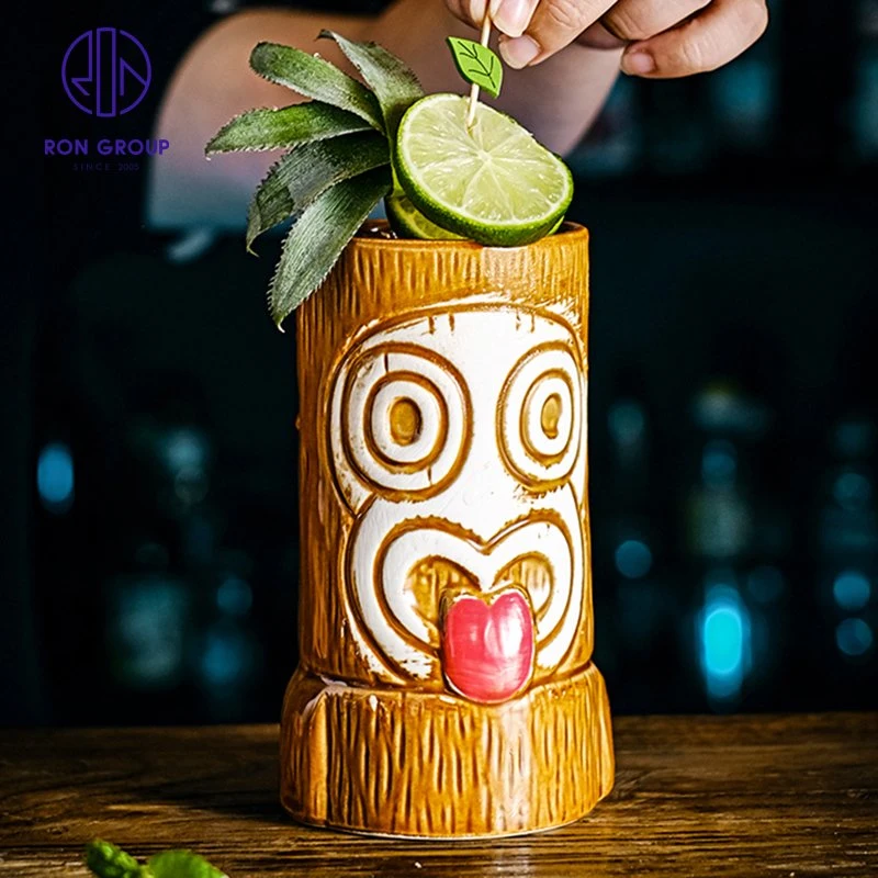 Popular al por mayor té de cerámica Tiki taza de moteros jugo de beber Agua para el restaurante del hotel