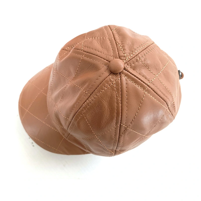 Real Leather Cowhide Baseball PU Bucket Hat Fishing Peaked Cap