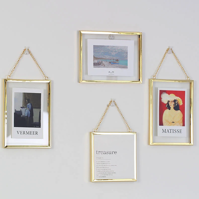 Craft Simple Golden Wall Hanging Ornament Promotional Gift Metal Photo Frame