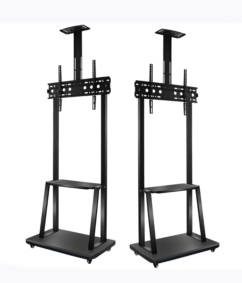 Soporte de TV móvil para pantalla de 32-65" 100kg/220lb - altura ajustable Rolling Flat TV Floor Cart Soporte con ruedas