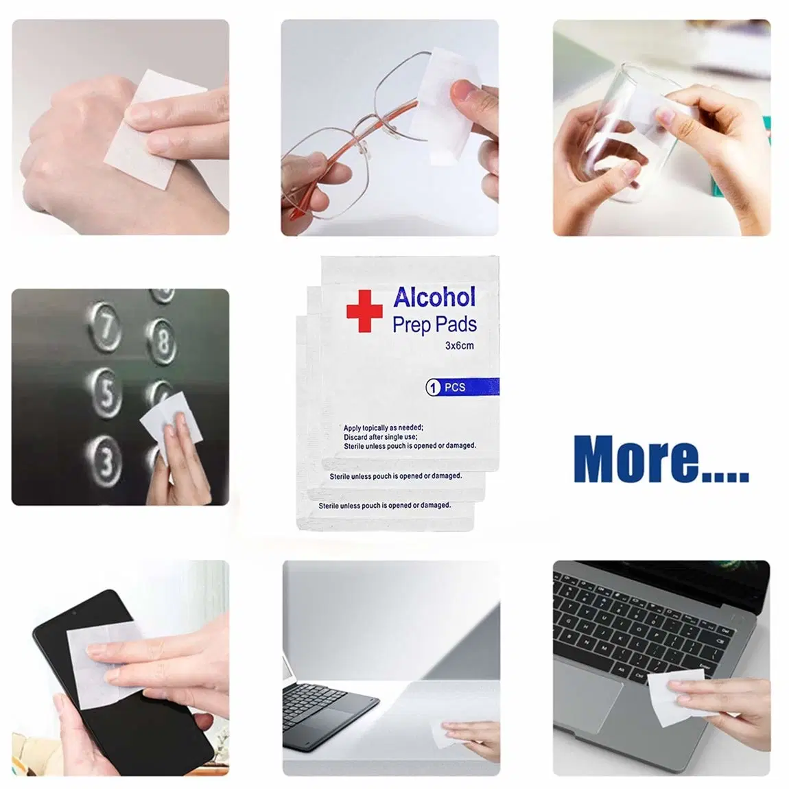 Alcohol Prep Pads 100 Wipes, Individually Wrapped Swabs Saturated with 70% Isopropyl Alcohol