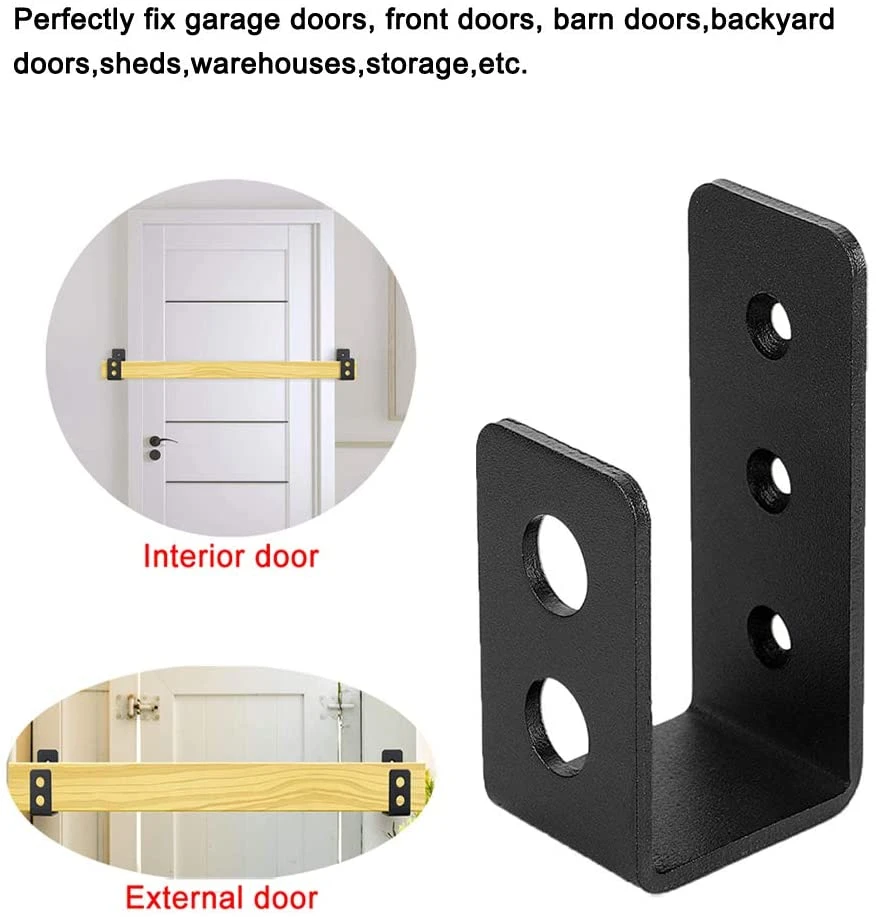 Door Barricade Brackets Heavy Duty Steel Drop Open Bar Security Door Lock Bracket Door Barricade Closed Bar Holder Fits