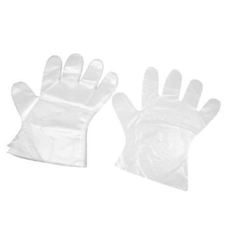 Guantes de plástico desechables Limpieza de cocina Guantes de PE biodegradables impermeables Con ojal