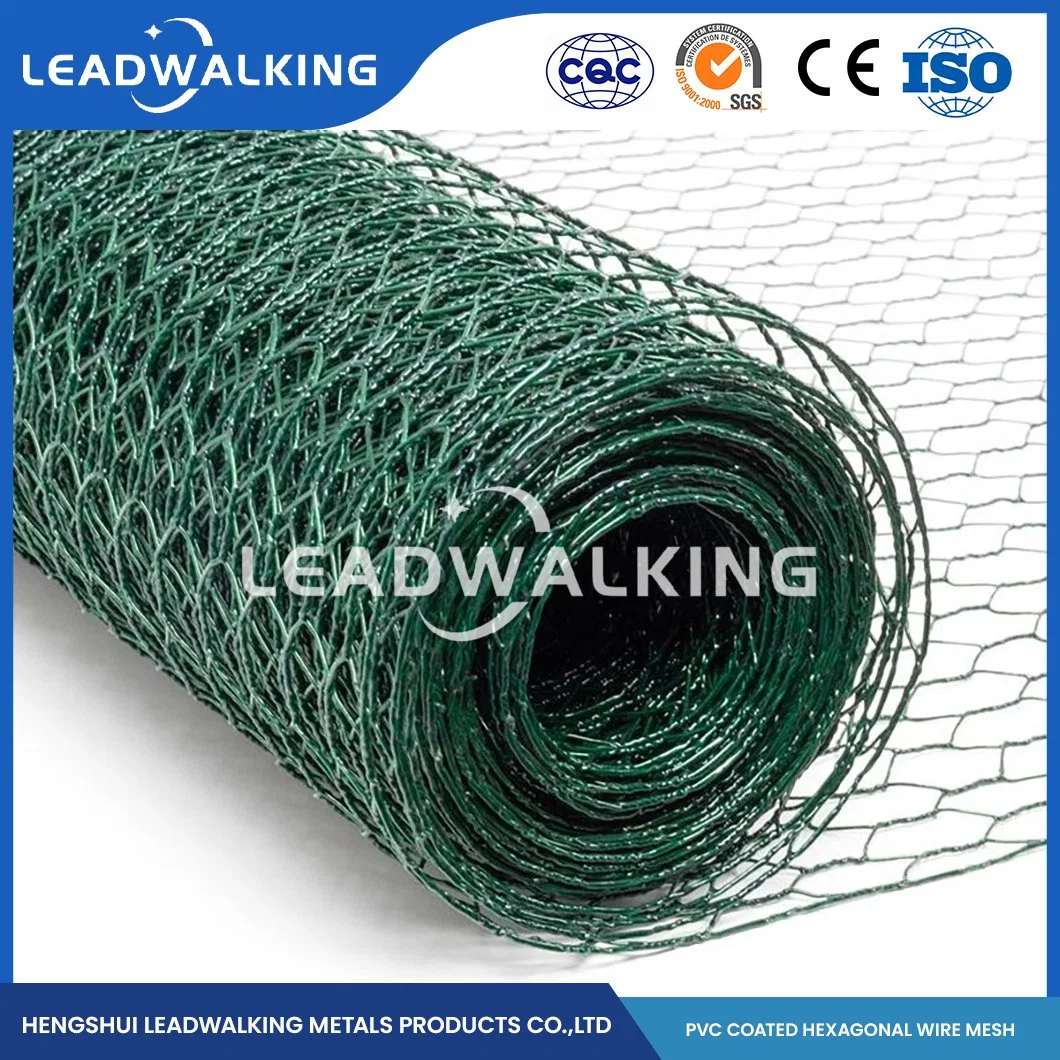 Leve Leadwalking Material de alambre de acero recubierto de PVC de 5 pies de compensación de aves de corral de China de fábrica de malla de 2 pulgadas recubierto de PVC galvanizado Hardware Hexagonal malla para Gallinero