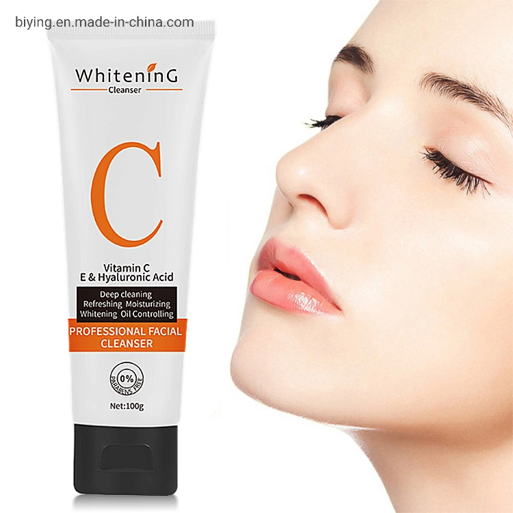 Etiqueta privada Limpieza profunda Vitamina C lavado facial suavización blanqueamiento Hidratante Control de aceite Limpiador facial de vitamina C orgánica