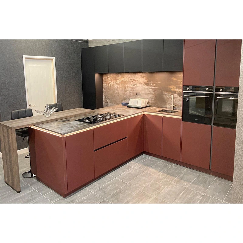 Haut rouge brillant modulaire armoires de cuisine moderne de meubles de cuisine moderne Dessins et modèles de luxe