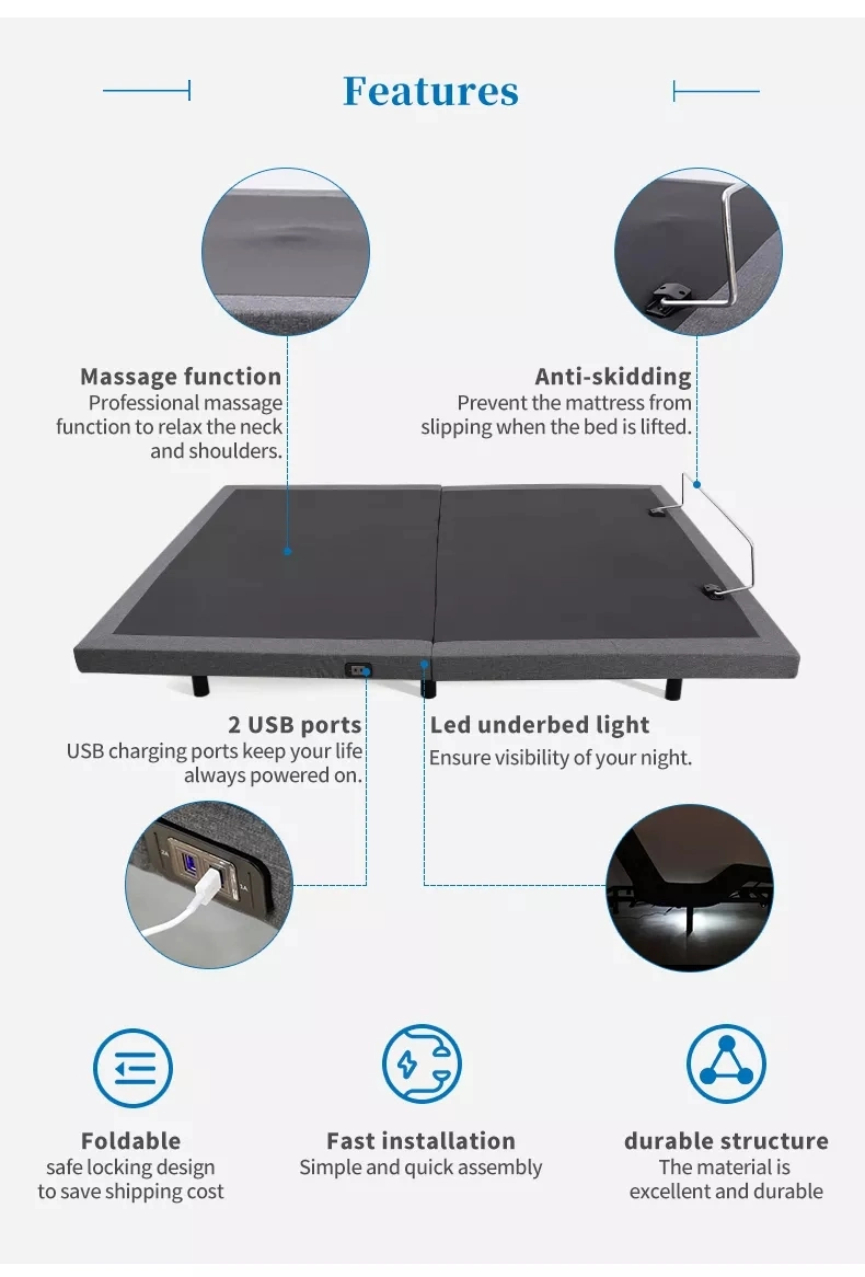 Muebles hogar Muebles de Dormitorio ajustables eléctricos de pared cama Hugger masaje