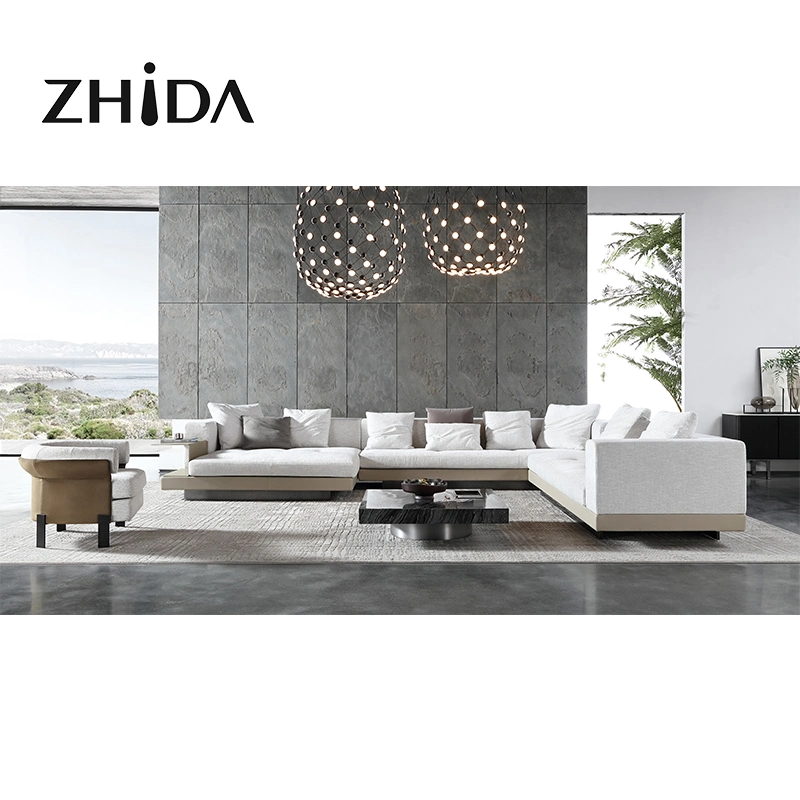 Muebles de salón de diseño italiano moderno conjunto Sofá de tela blanca