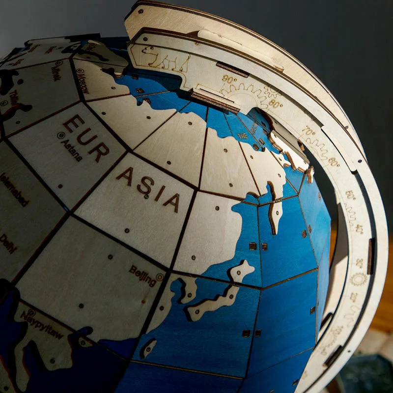 DIY Wooden Globe Model Jigsaw 3D Puzzle Gifts for Adults