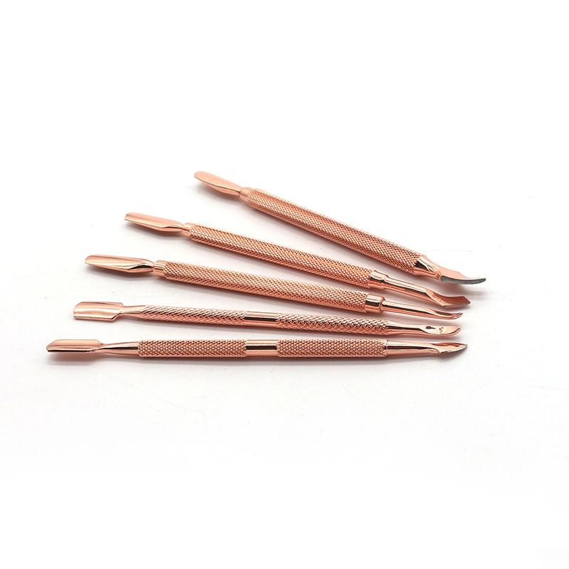 Low MOQ Customized Color Nail Art Beauty Rose Gold 6PCS Private Label Cuticle Pusher