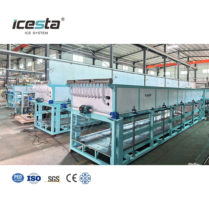Icesta personalizada bloqueio automático de gelo de alta produtividade 120t de água descongelada Máquina de fabrico de blocos de gelo industrial para fábrica de gelo