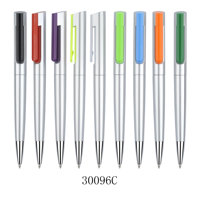 Classic Silver Stationery Office Supplies Custom Plastic Promotion Gift Ball Pen