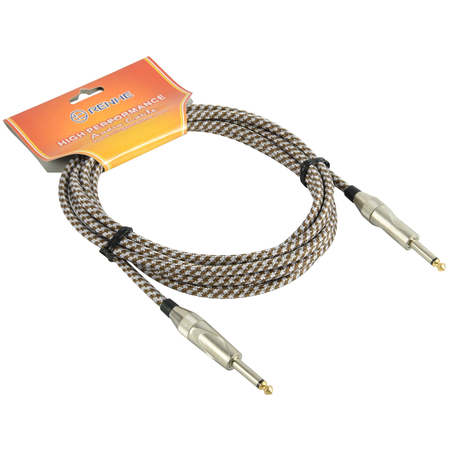 Cable de guitarra de 10 pies de Nylon 1/4 de pulgada de oro de 6,35 mm directamente a Ts Ts guitarra eléctrica y cable de audio Bass Professional021