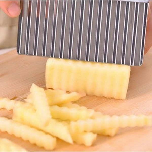 Crinkle Cutters Wave Crinkle Cutting Knife, French Fry Slicer Stainless Steel Blade Potato Chips Fruit Vegetable Salad Slicing Wavy Knife, Wavy Edged Wbb12132