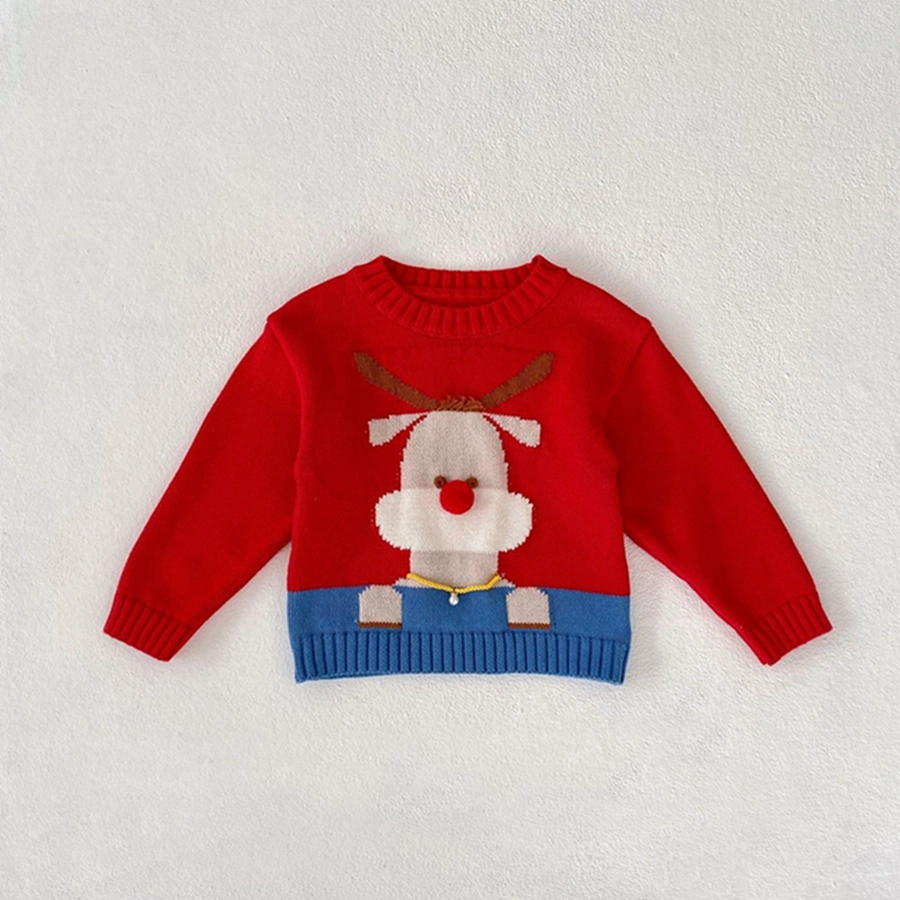 Christmas Clothing Baby Elk Pullover Newborn Sweater Knit Cotton Baby Top Winter Clothes for Kids