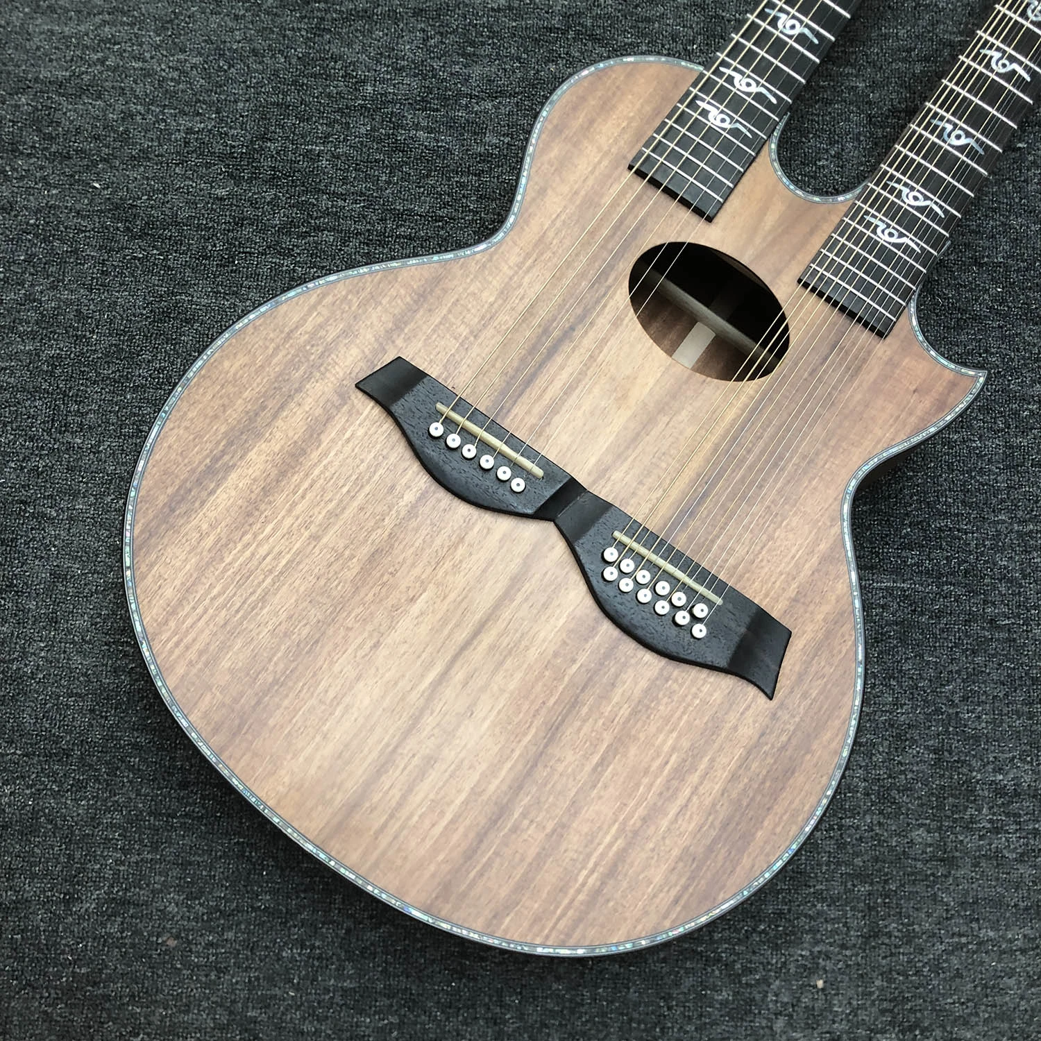 Cuello doble de madera de Koa Guitarra Acústica 6 cuerdas 12 Cadenas Cadenas 6/12 PS14K guitarra