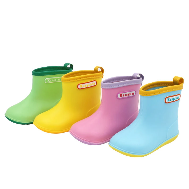 Children Rain Boots Macron Color PVC Waterproof Shoes for All Season