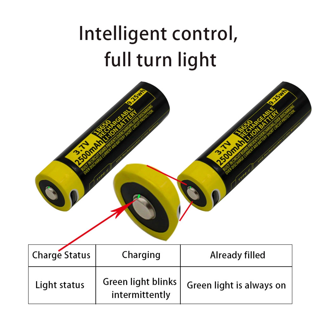 18650 Li-ion Rechargeable 3.7V Lithium Battery and Type-C Charging Battery