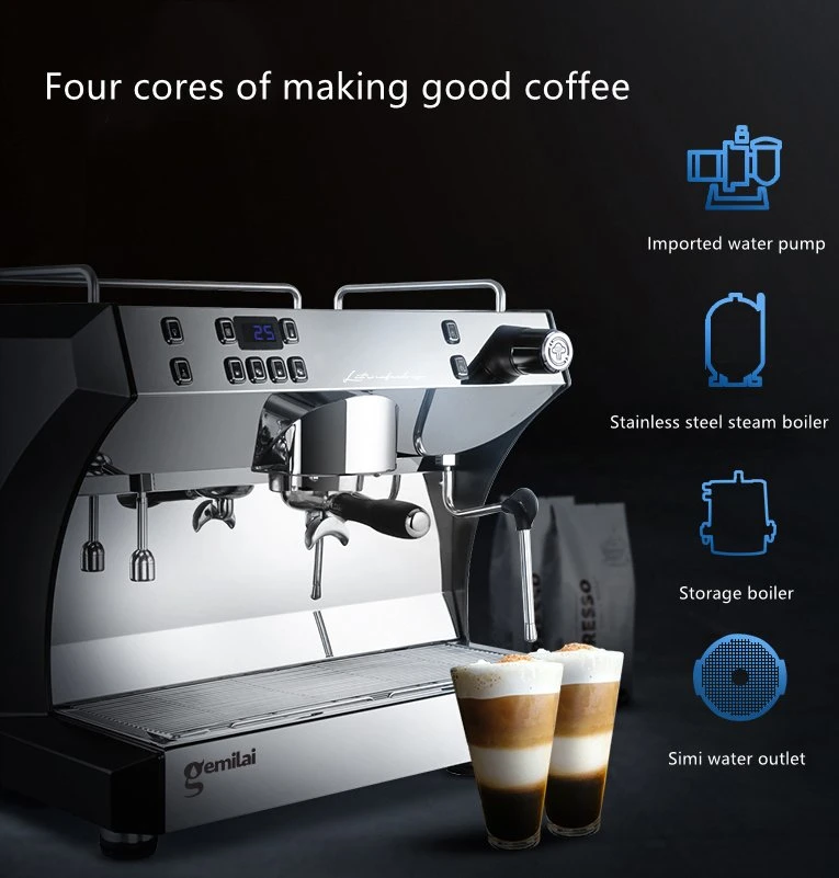 Cafetera automática Espresso para el hogar con doble cabezal de una sola cabeza Y comercial