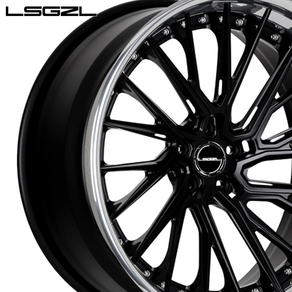 Custom 2 Piece rueda forjada cromo labio Negro Spokes para BMW Benz