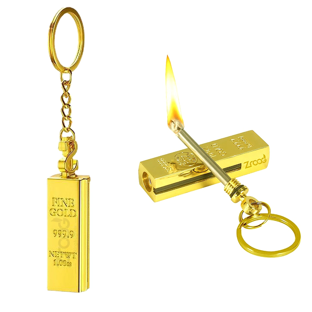 Novelty Lighter Strike Match Style Gold Bar Vintage Collective Gas Pocket Cigarette Lighter Strike