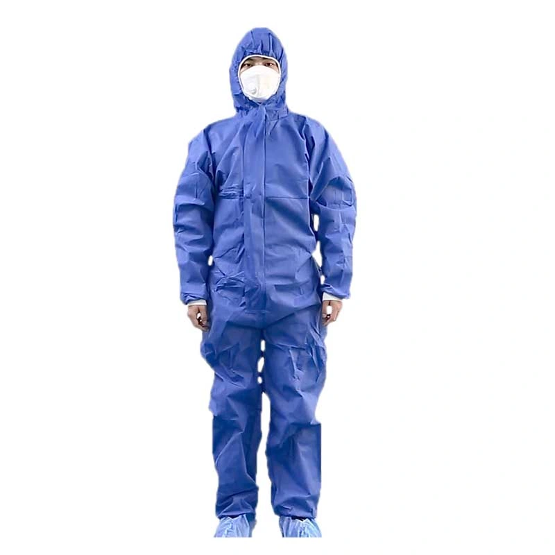 Non Woven Fabric + PP Coated Protective Clothing Whole Body Isolation Gown Isolation Clothing One-Piece Zipper Disposable Suit