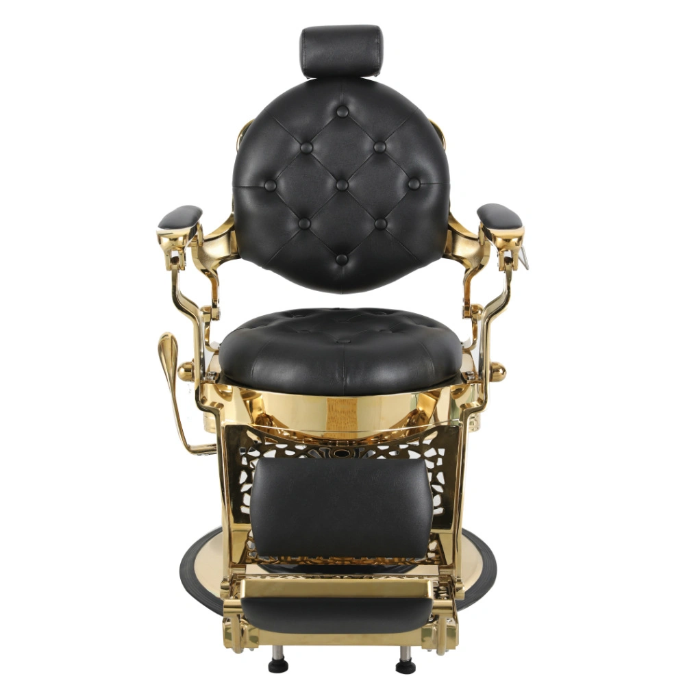 Comfortable Barber Shop Swivel Retro Black Gold Barber Chair