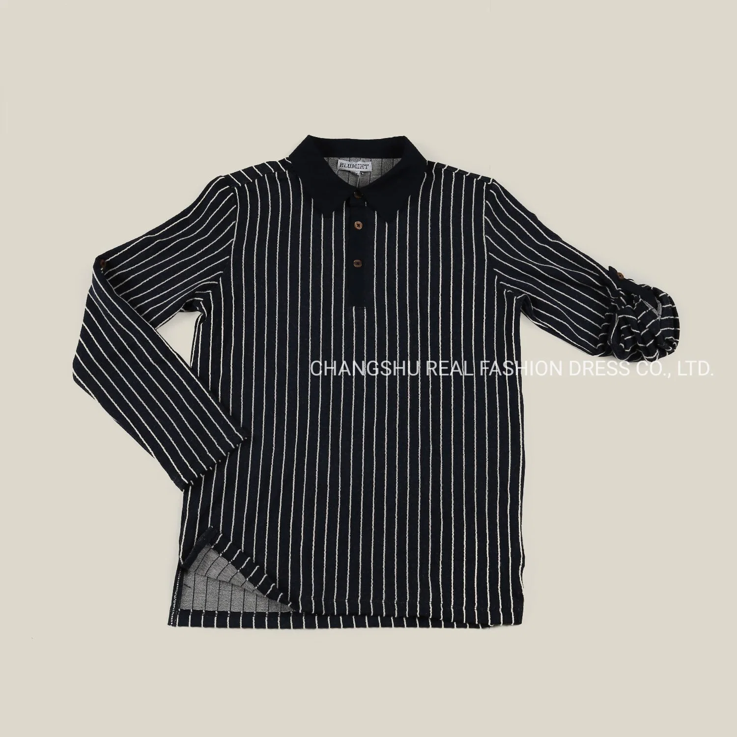 Baby Clothes Boy Knitted Polo Shirt with Striped Fabric