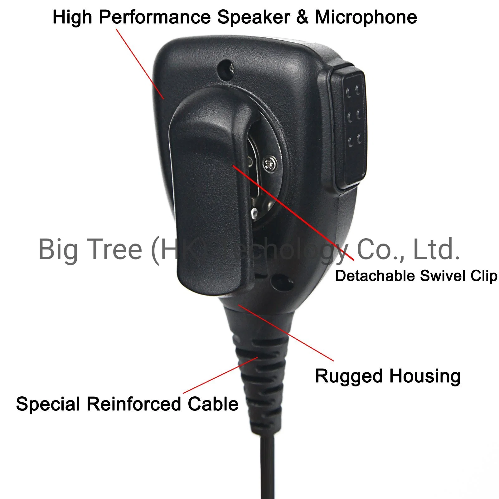 Waterproof Speaker Mic with Reinforced Cable for Motorola Cp040 Dp1400 Cp200 Ep450 2-Pin Radios