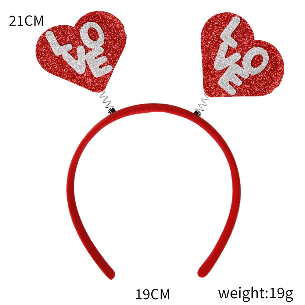 Valentine&prime; S Day Heart Headband Red Sequins Hair Band Hair Hoop