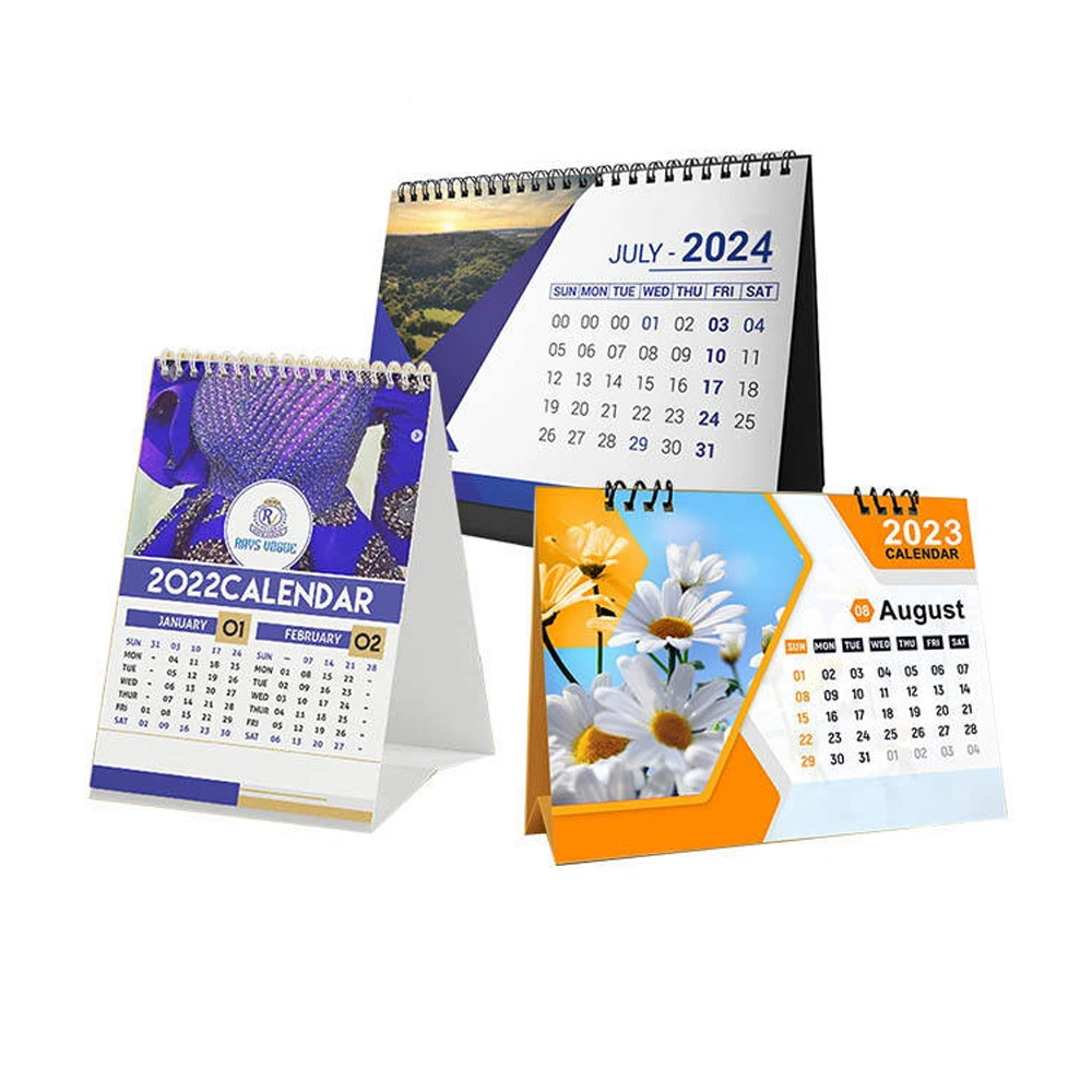 Calendar Printing Company OEM Logo Art Paper Board Book Printing Wall Calendar Planner Printing Service Office Table English Schedule Desk Calendar