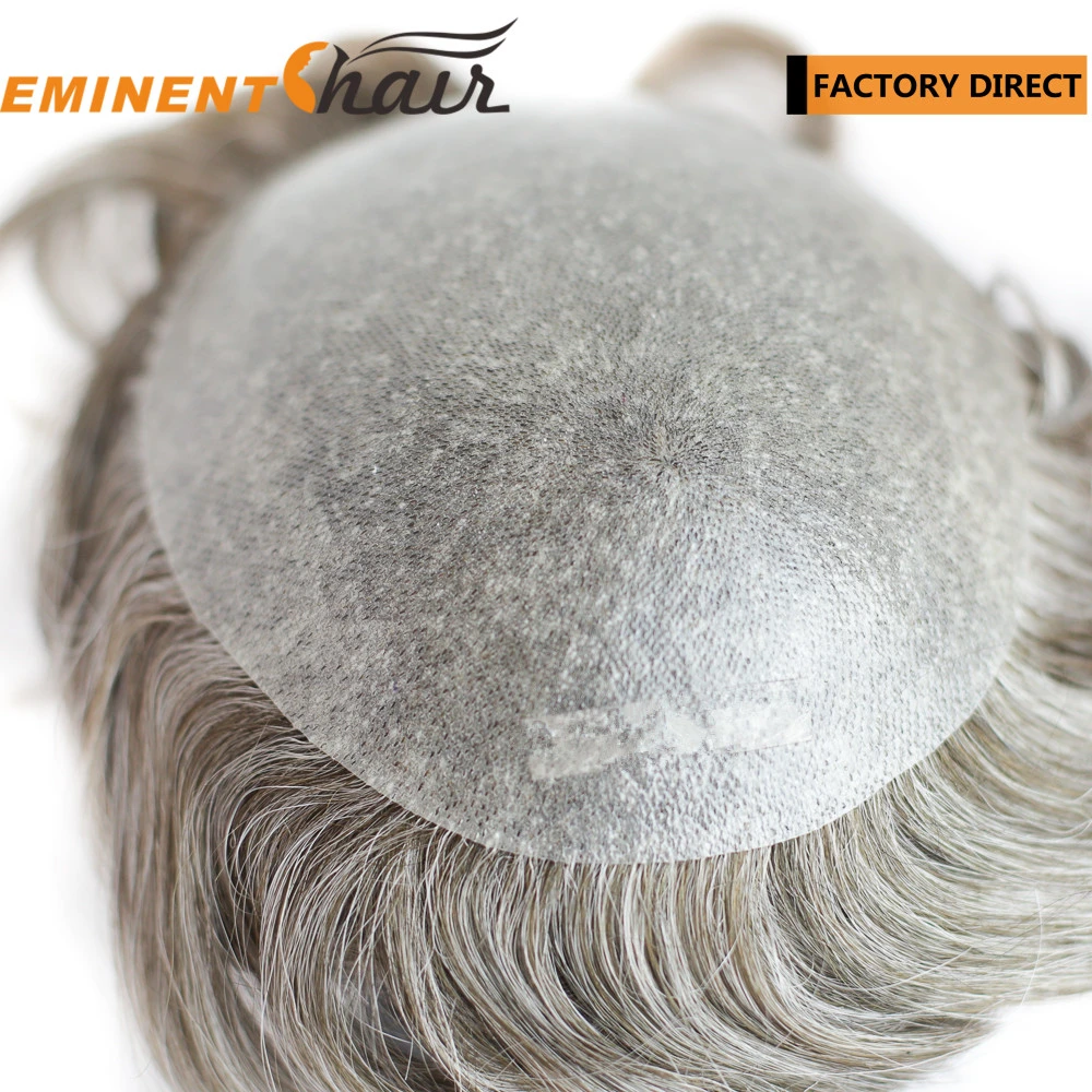 Natürliche Wirkung Scallop Front Human Hair Men's Skin Hair Toupee