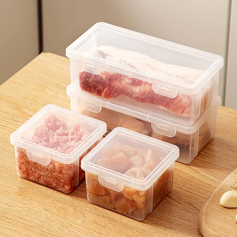 Kitchen Refrigerator Food Storage Container with Clasps Meat Preservation Crisper High-Capacity Storage Box