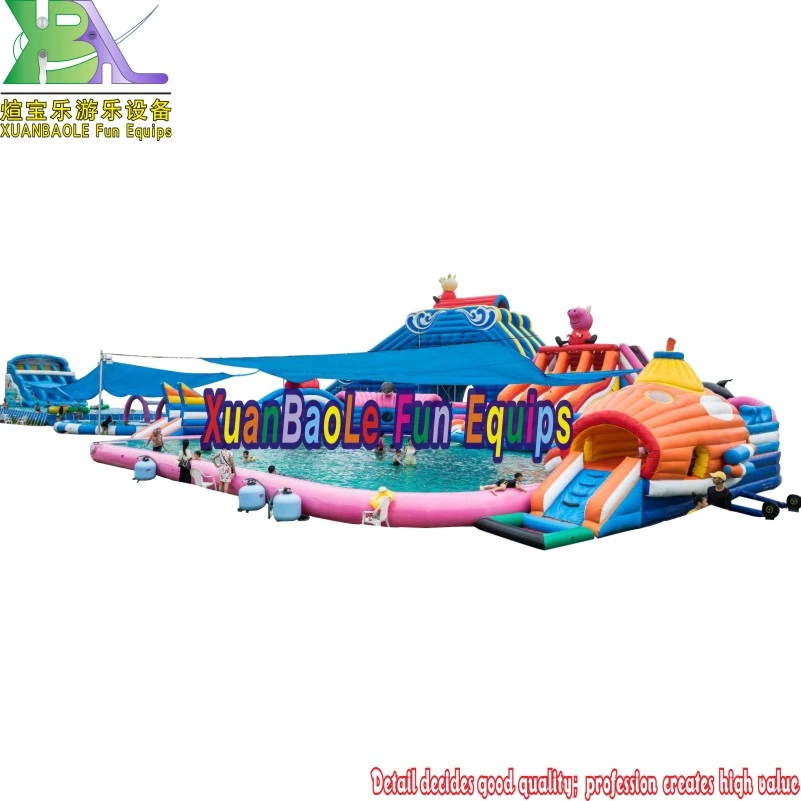Inflatable Amusement Park Design Large Inflatable Submarine Water Park with Inflatable Pool Slides