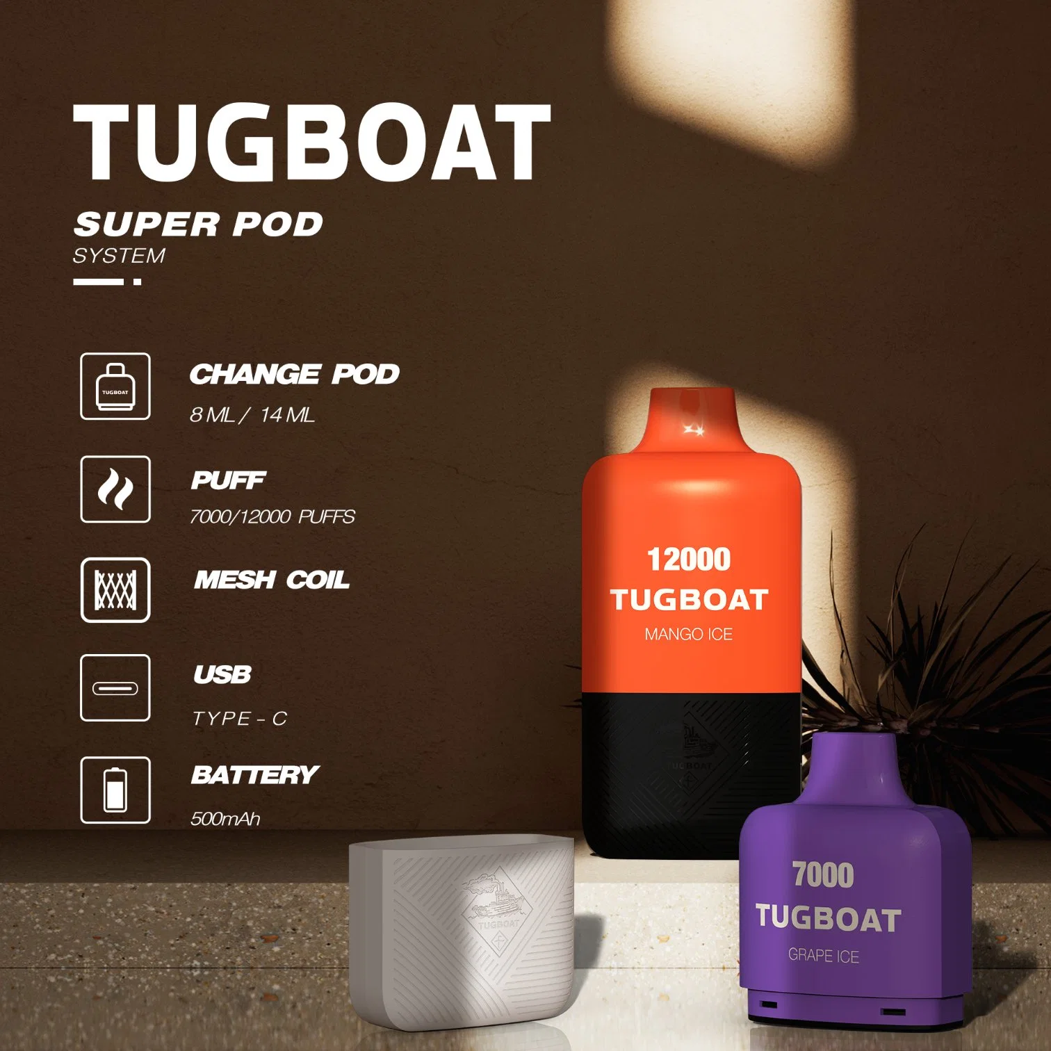 Tugboat Super Pod Elf Pen Kit 12000 Puffstange Einmal-Einwegfunktion E Zigarette erhalten Vapes Großhandel i Vape