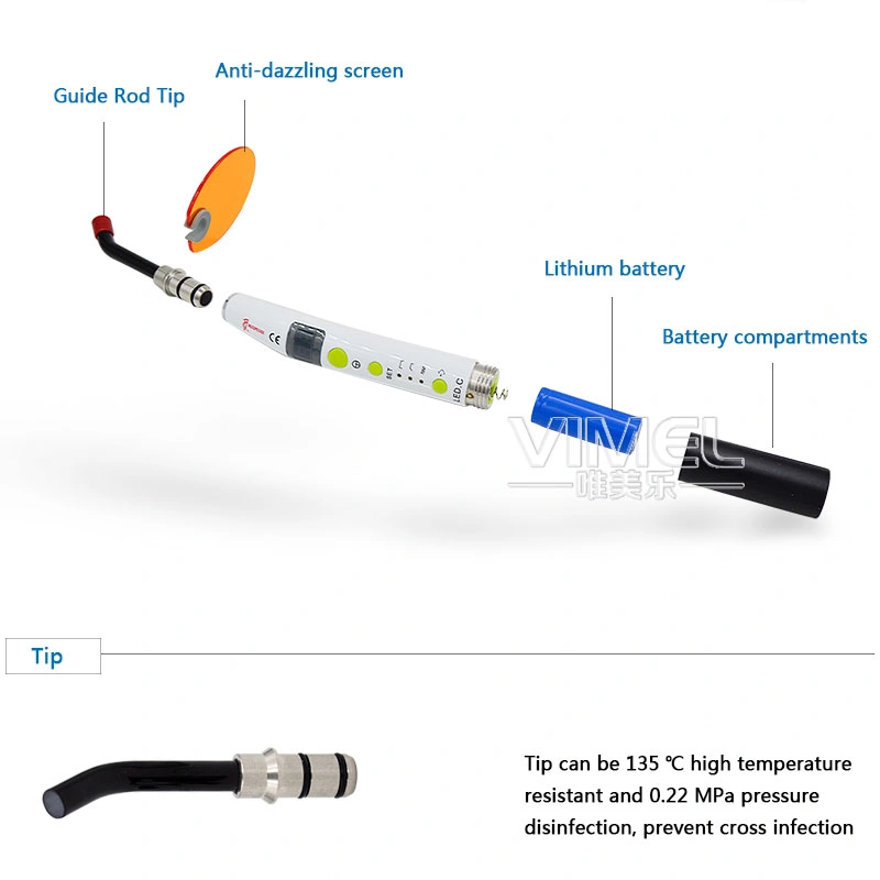 Woodpecker Dental LED-C Lâmpada LED sem fio para fotopolimerização com bateria original.