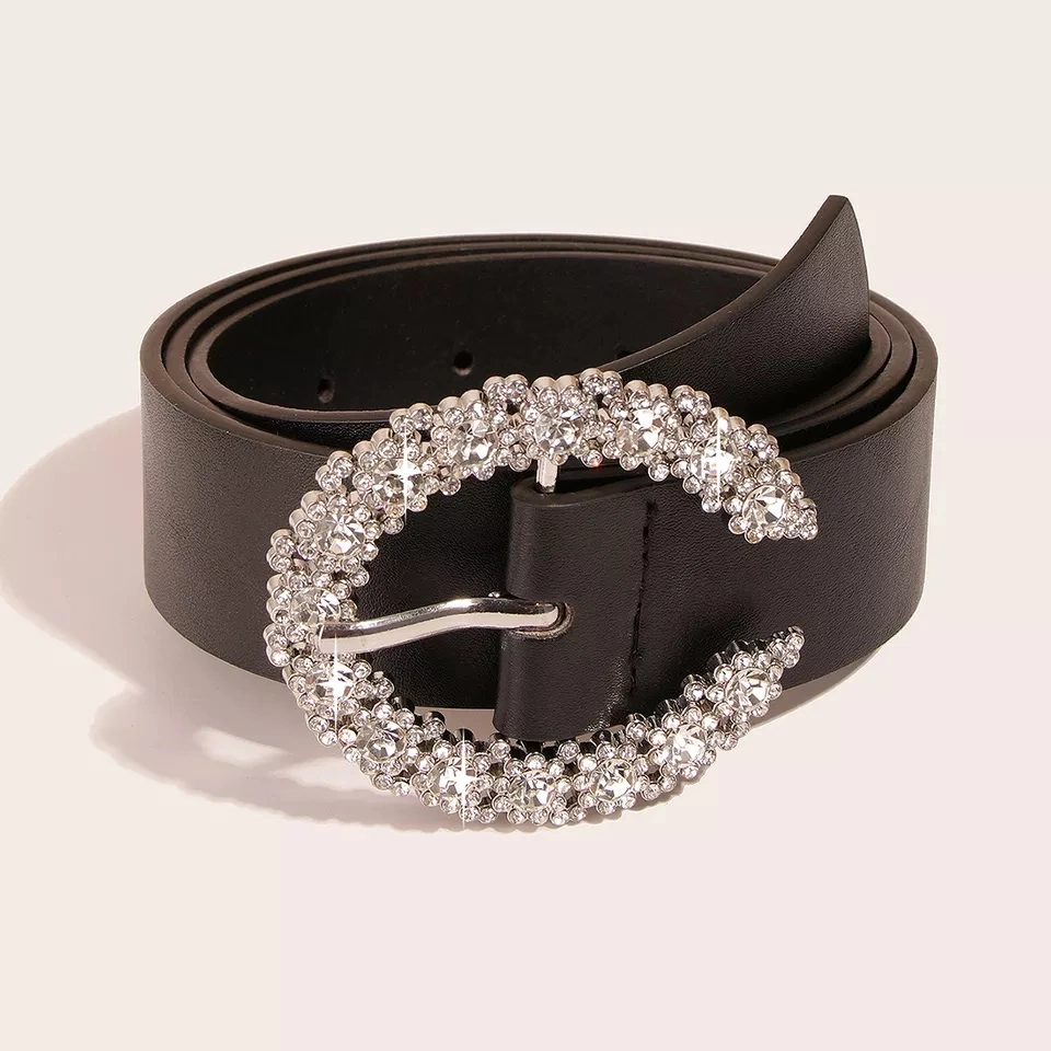 La nouvelle liste cloutés brillant Strass PU Femmes Rhinestone courroie