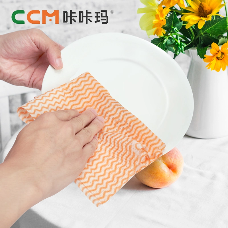 Non-Woven Fabric Hand Paper Towel Oil Absorption Sustainable Stocked Kitchen Cleaning Disposable 28PCS/Roll Dish Cloth