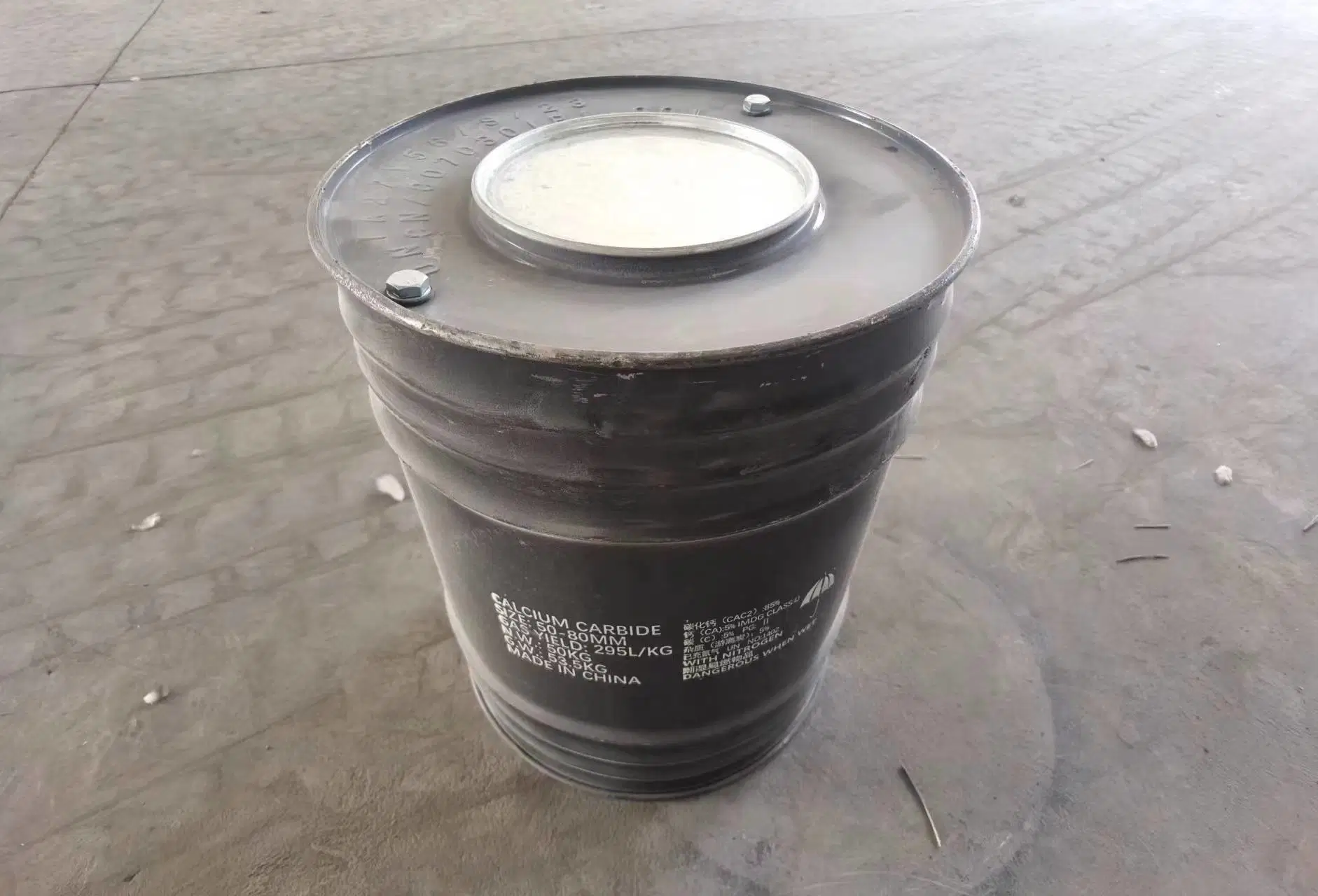 Calcium Carbide Drum China 50-80mm 100kg/Drum 50kg