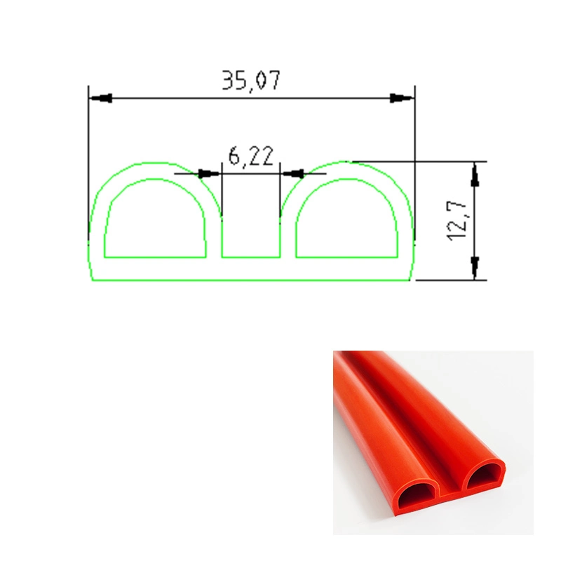 Extruded Brown 25/35/45mm Wide High Temperature Insect Proof Black Silicone Door Bottom Rubber Seal