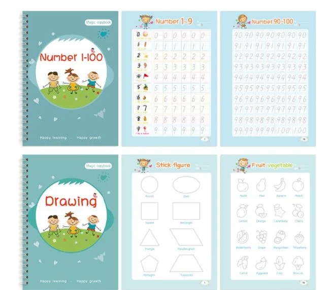 Nuevo diseño se hundió en inglés de magia práctica Copybook reutilizables de dibujo para niños de educación inicial