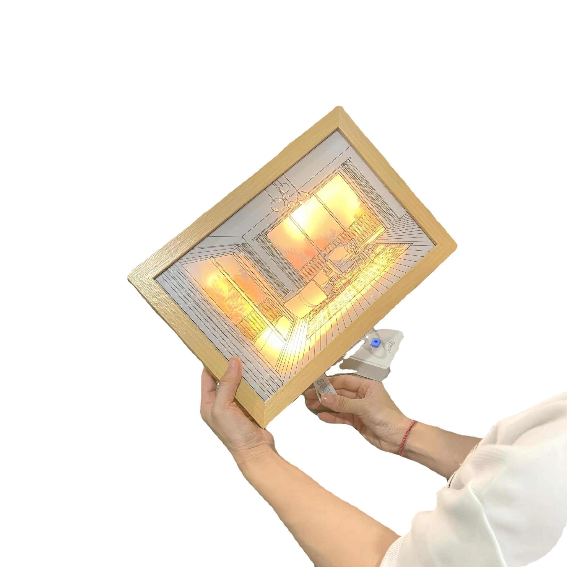 Décoration intérieure Toile de peinture LED avec éclairage tricolore pour chevet Lampe à cadre lumineux LED