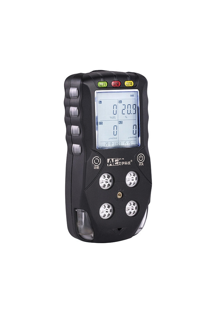 LCD Display Handheld Portable Gas Leakage Detector for Lel H2s Co O2 with Button Operation