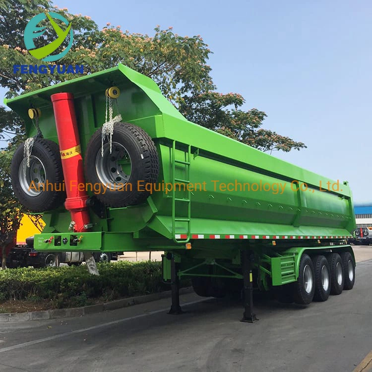 Hydraulic Cylinder 4 Axle U Type 80 Tons End Dump Trailer Tipper Semi Truck Trailer for Sale