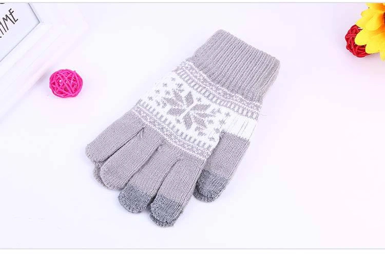 Winter Warm Touch Screen Knit Magic Gloves Snowflake Jacquard Holiday Men Women