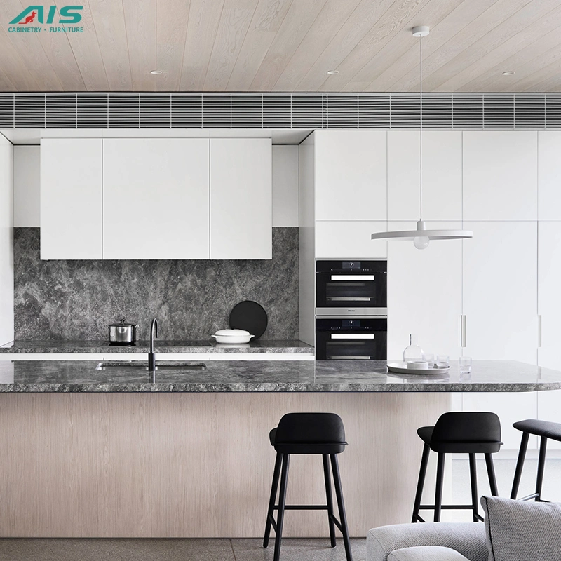 AIS Living Modern China Design Texture Cheap Interior Home Kitchen Kit Wall Marble Melamine Cabinet Kitchen and Countertops