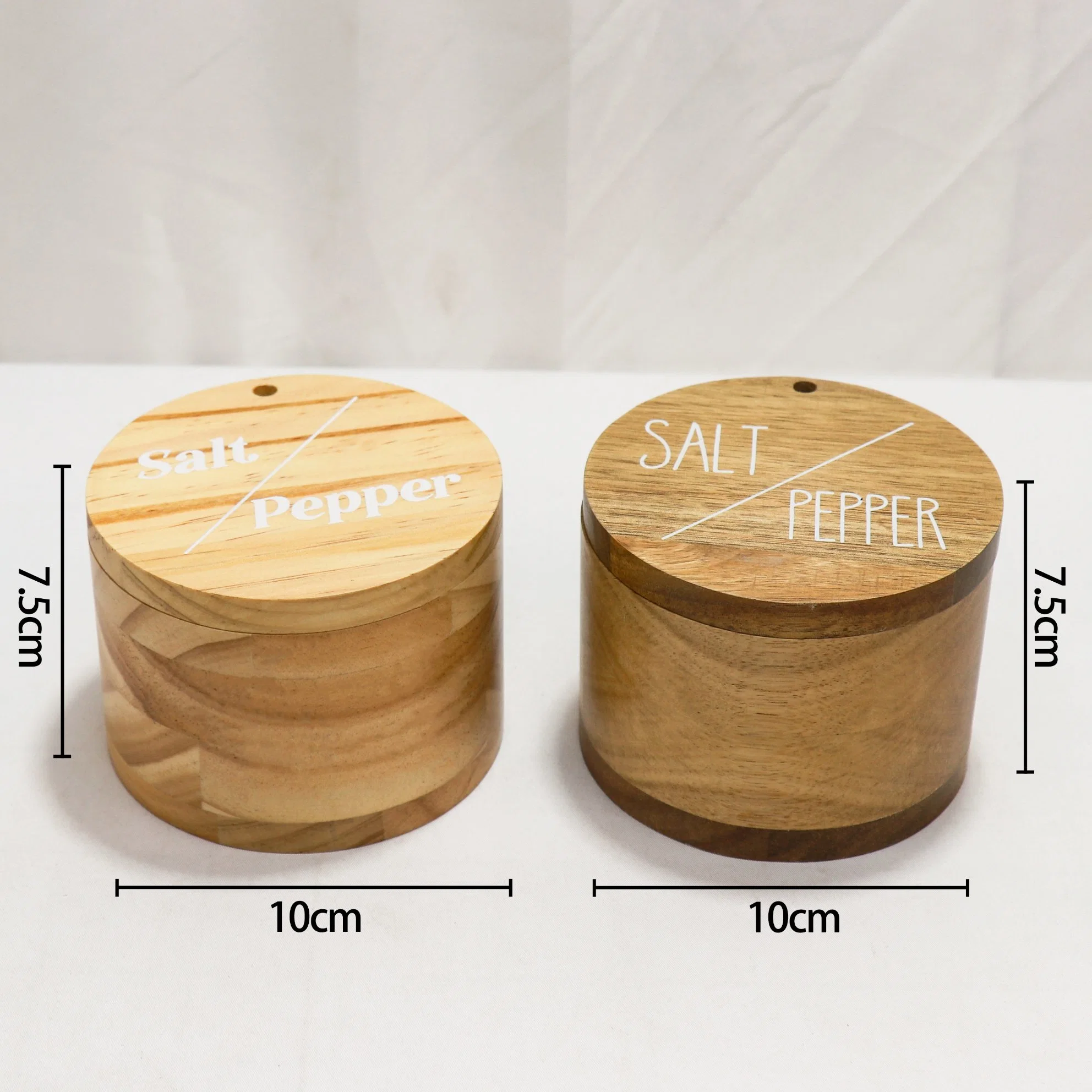 Kitchen Bamboo Salt Pepper Spice Jars Storage Containers Wooden Salt Box